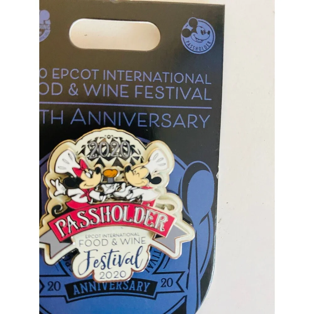 Disney Parks Pin Food & Wine Festival Epcot 2020 Mickey Minnie Mouse Passholder